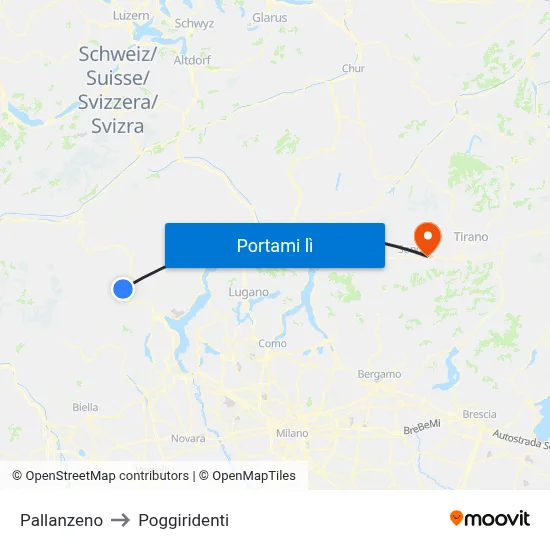 Pallanzeno to Poggiridenti map