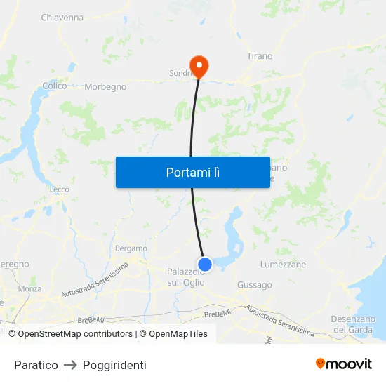 Paratico to Poggiridenti map