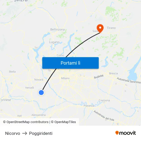 Nicorvo to Poggiridenti map