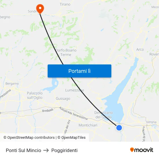 Ponti Sul Mincio to Poggiridenti map