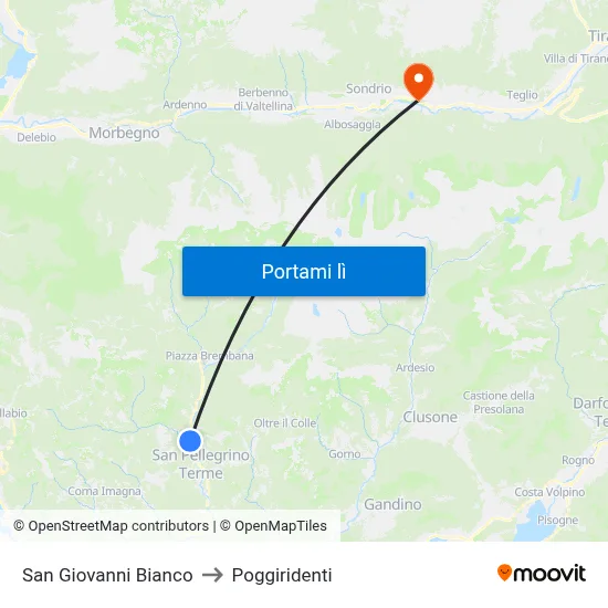 San Giovanni Bianco to Poggiridenti map