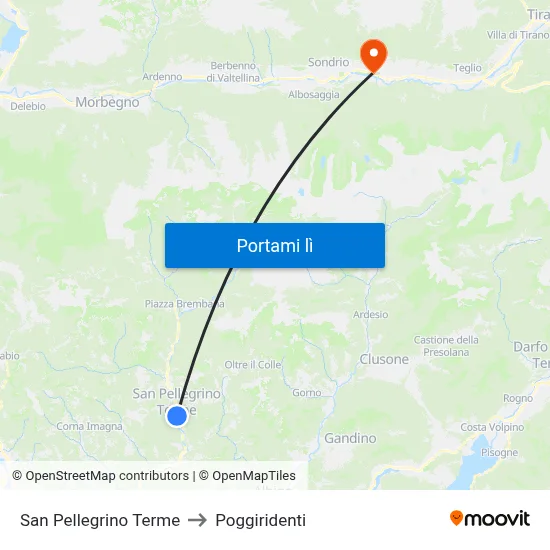 San Pellegrino Terme to Poggiridenti map