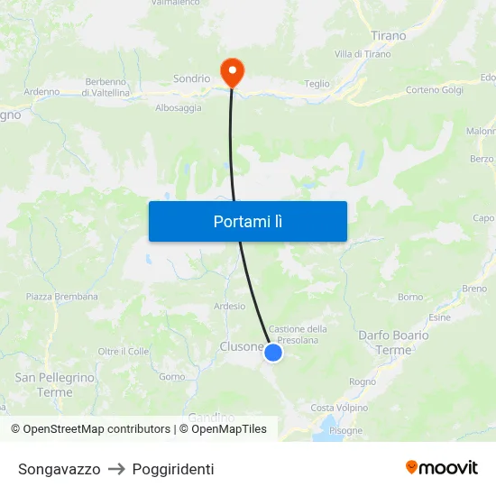 Songavazzo to Poggiridenti map