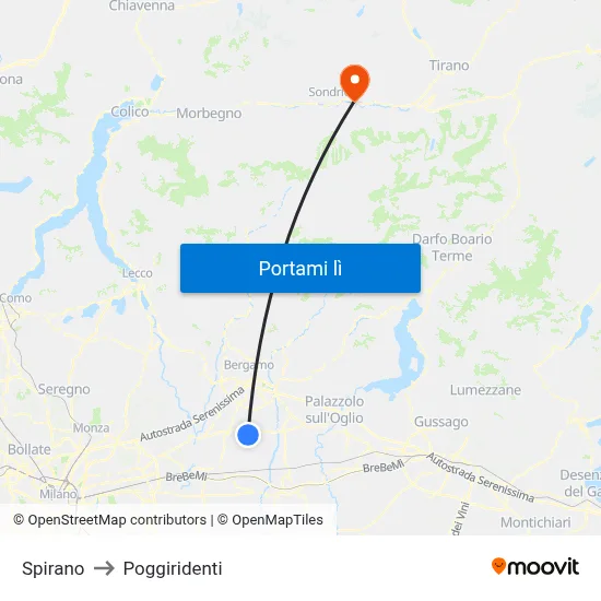 Spirano to Poggiridenti map