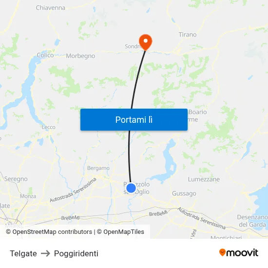 Telgate to Poggiridenti map