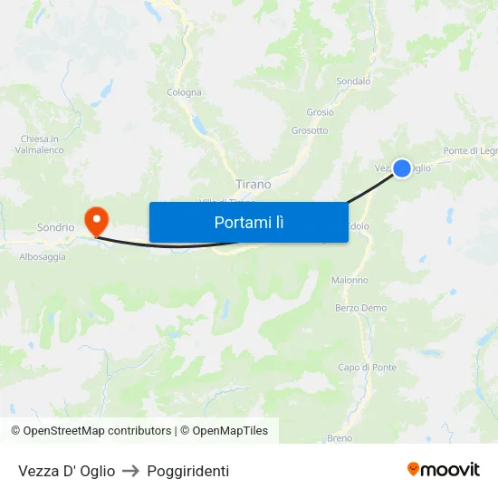 Vezza D' Oglio to Poggiridenti map