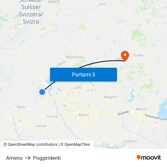 Ameno to Poggiridenti map