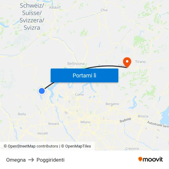 Omegna to Poggiridenti map