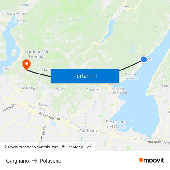 Gargnano to Polaveno map