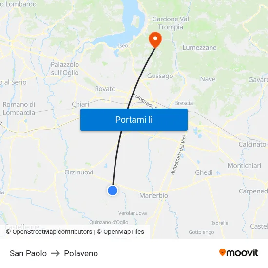 San Paolo to Polaveno map
