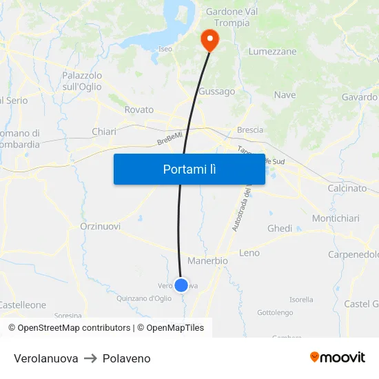 Verolanuova to Polaveno map