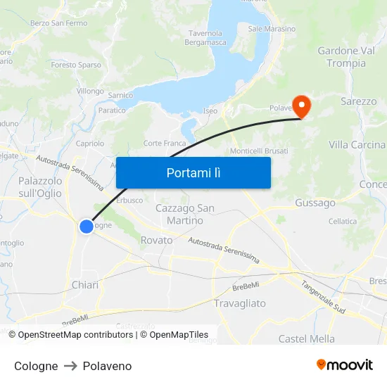 Cologne to Polaveno map