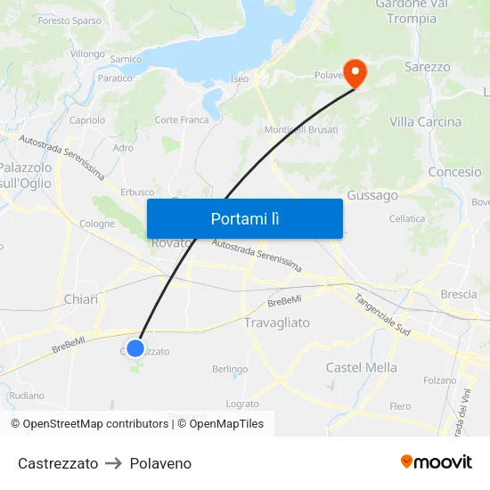 Castrezzato to Polaveno map