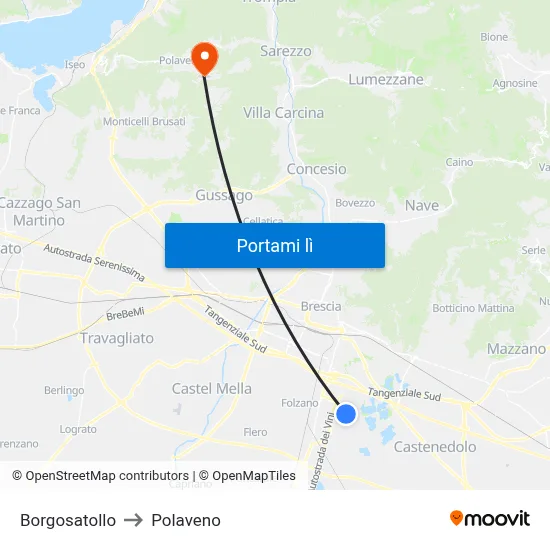 Borgosatollo to Polaveno map