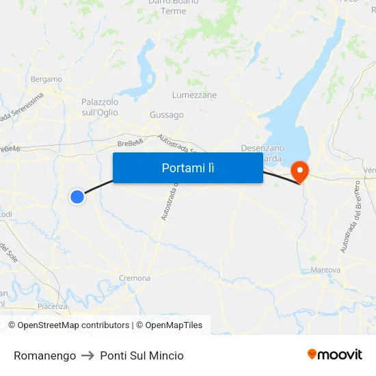 Romanengo to Ponti Sul Mincio map