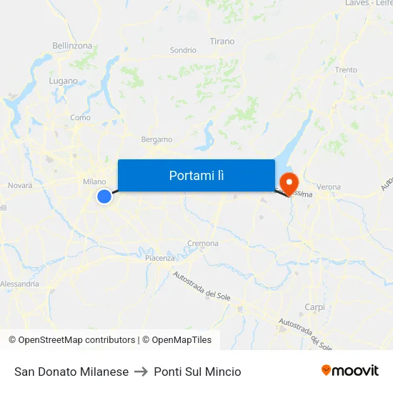 San Donato Milanese to Ponti Sul Mincio map