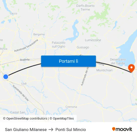 San Giuliano Milanese to Ponti Sul Mincio map