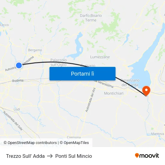 Trezzo Sull' Adda to Ponti Sul Mincio map