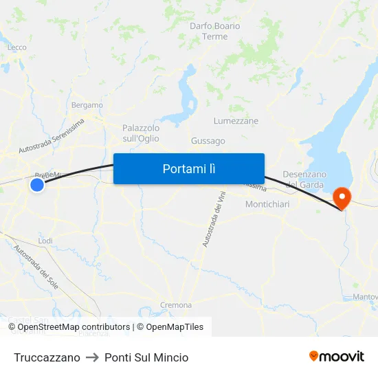 Truccazzano to Ponti Sul Mincio map