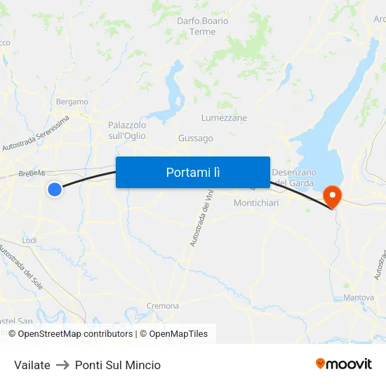 Vailate to Ponti Sul Mincio map