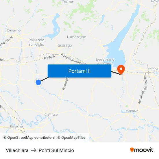 Villachiara to Ponti Sul Mincio map
