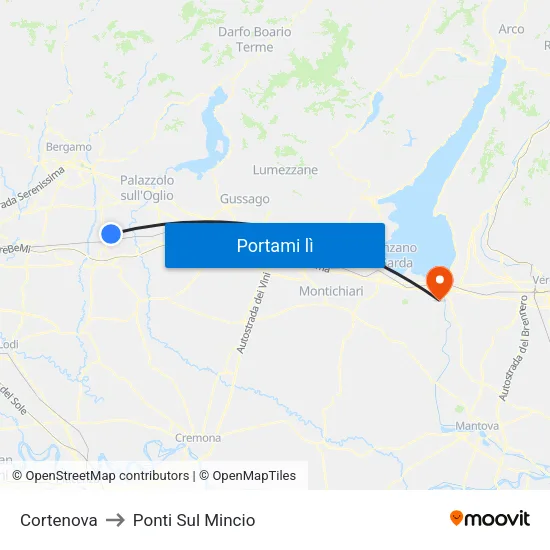 Cortenova to Ponti Sul Mincio map