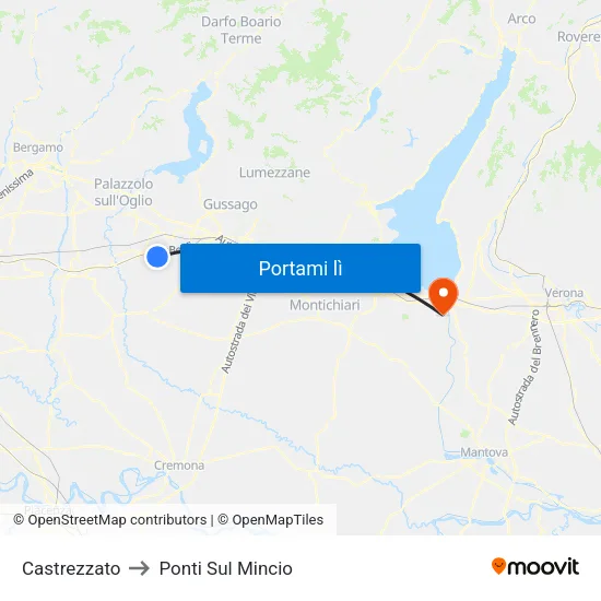 Castrezzato to Ponti Sul Mincio map