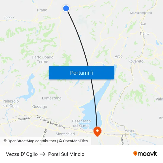 Vezza D' Oglio to Ponti Sul Mincio map