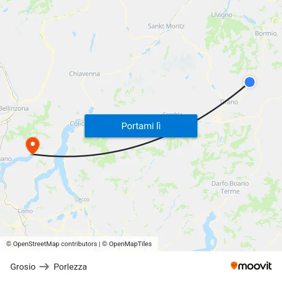 Grosio to Porlezza map
