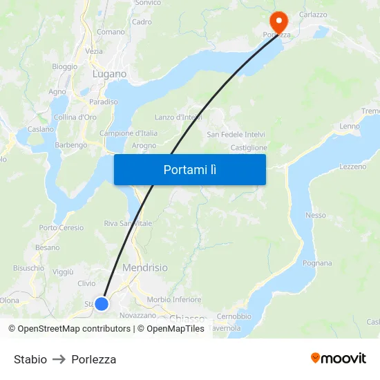 Stabio to Porlezza map