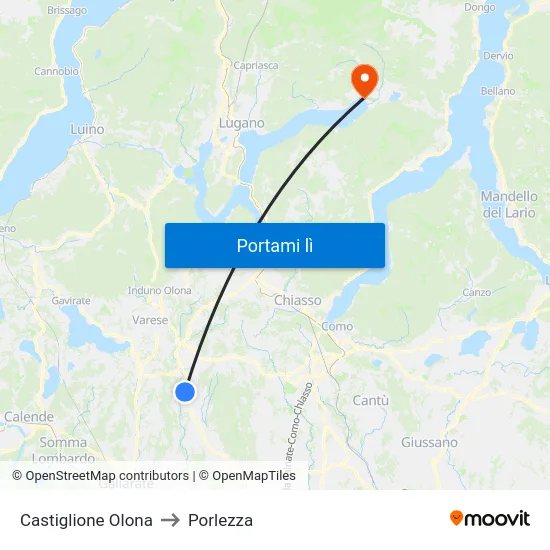 Castiglione Olona to Porlezza map
