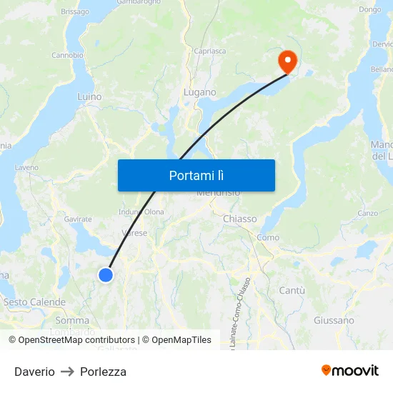 Daverio to Porlezza map