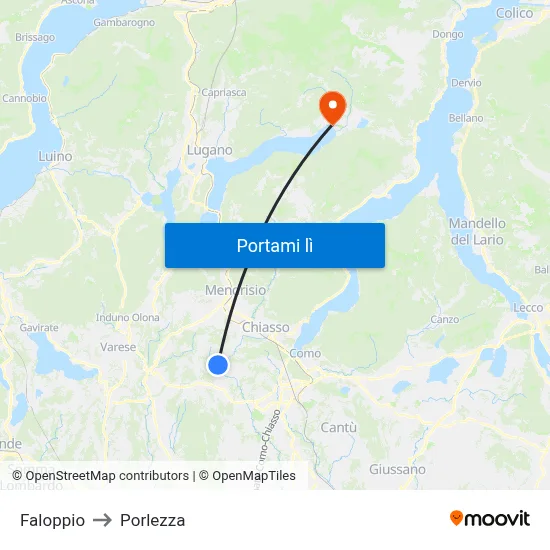 Faloppio to Porlezza map
