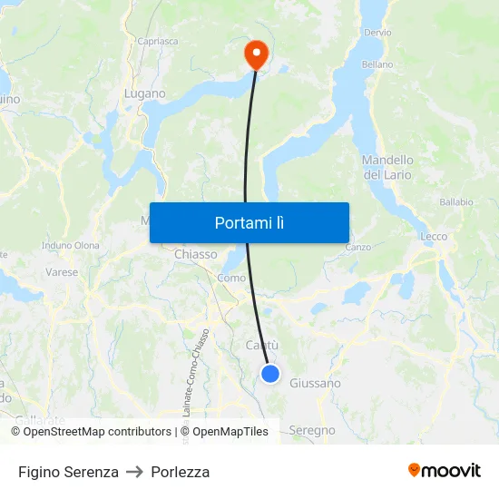 Figino Serenza to Porlezza map