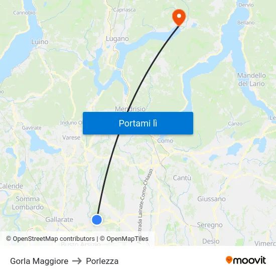 Gorla Maggiore to Porlezza map