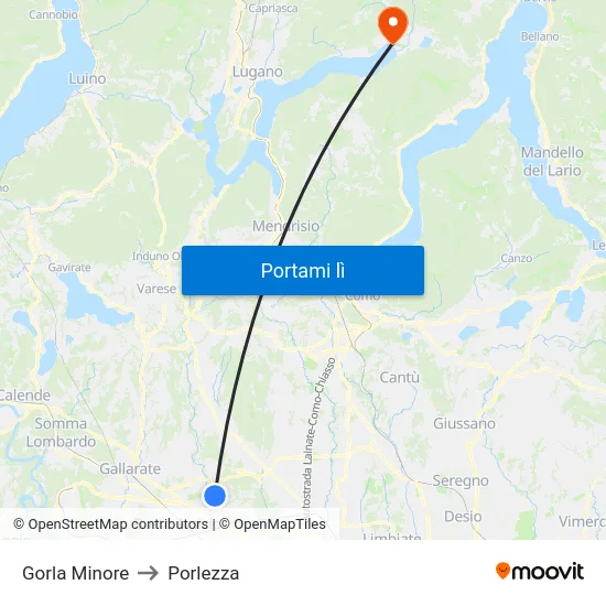 Gorla Minore to Porlezza map