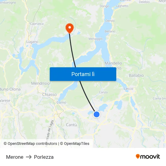 Merone to Porlezza map
