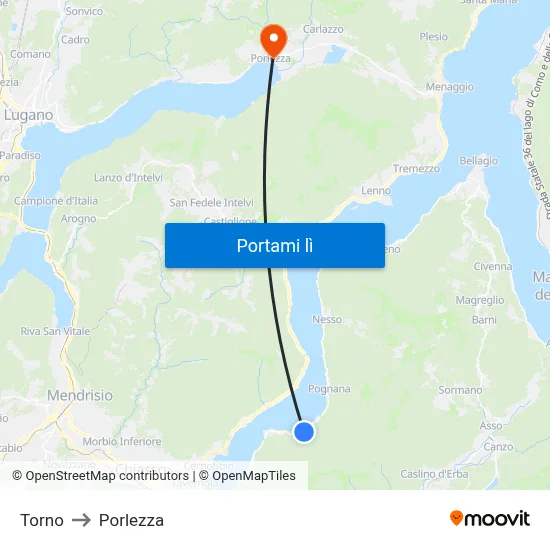 Torno to Porlezza map