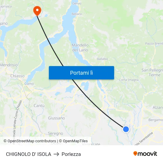 CHIGNOLO D' ISOLA to Porlezza map