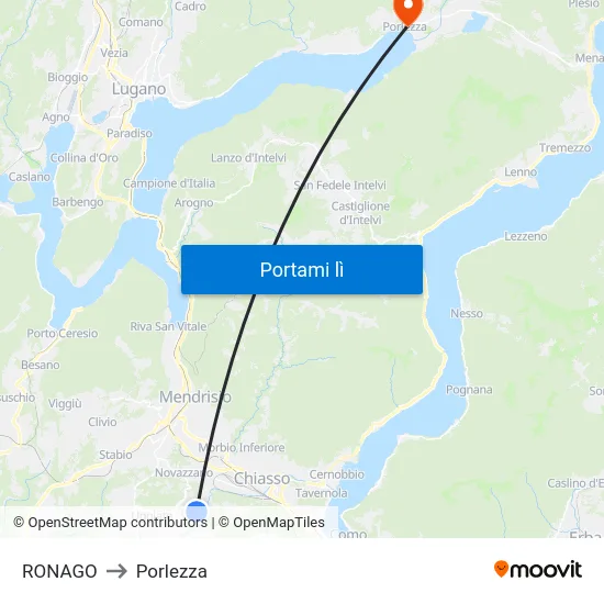 RONAGO to Porlezza map