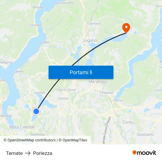 Ternate to Porlezza map
