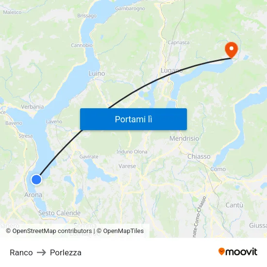 Ranco to Porlezza map