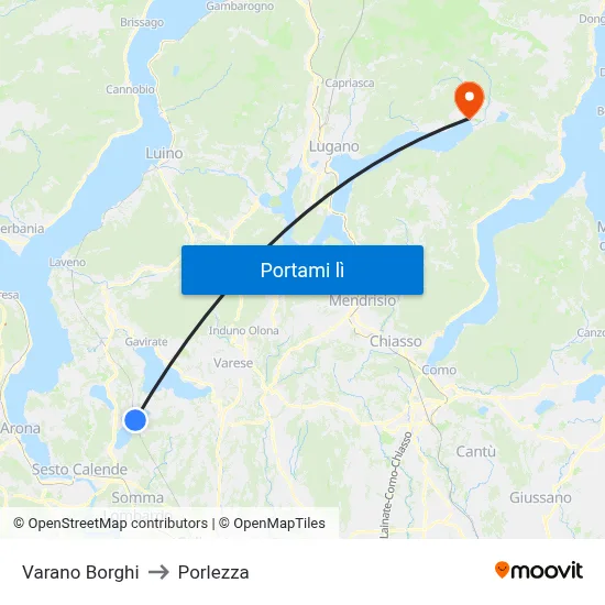Varano Borghi to Porlezza map