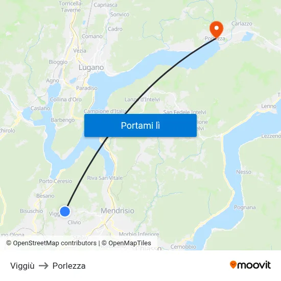 Viggiù to Porlezza map