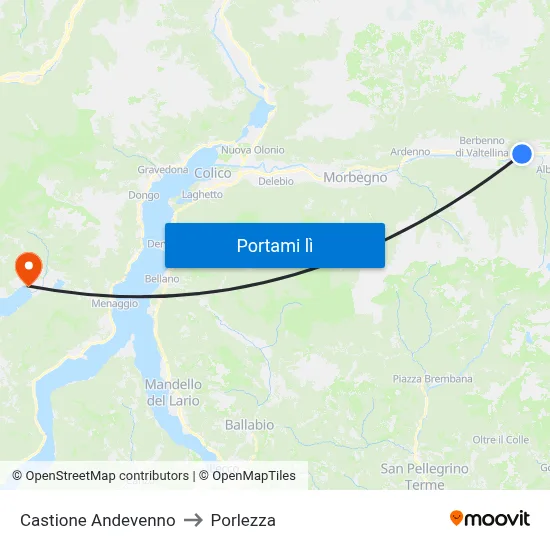 Castione Andevenno to Porlezza map