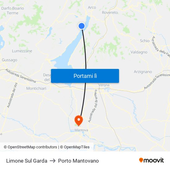 Limone Sul Garda to Porto Mantovano map