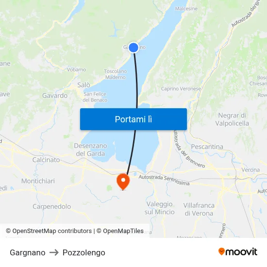 Gargnano to Pozzolengo map