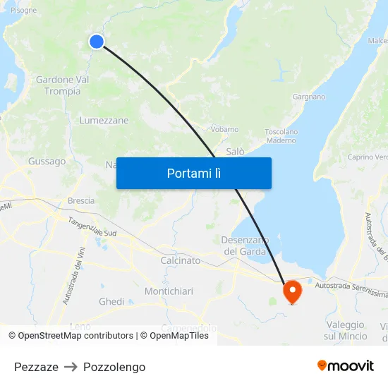 Pezzaze to Pozzolengo map