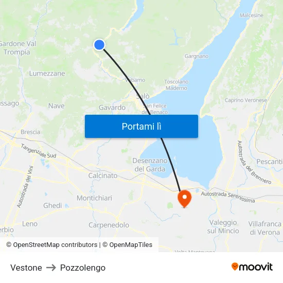 Vestone to Pozzolengo map