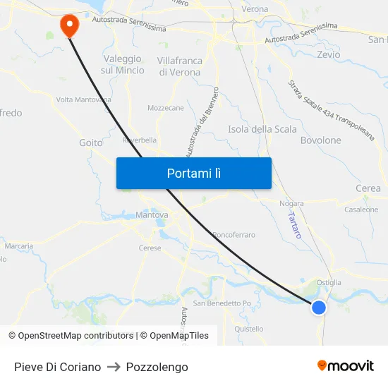 Pieve Di Coriano to Pozzolengo map